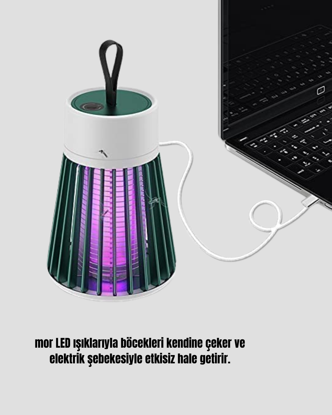 Şarjlı Mor Işıklı Sivrisinek Öldürücü Lamba – Sessiz ve Kimyasal İçermez - Görsel 3