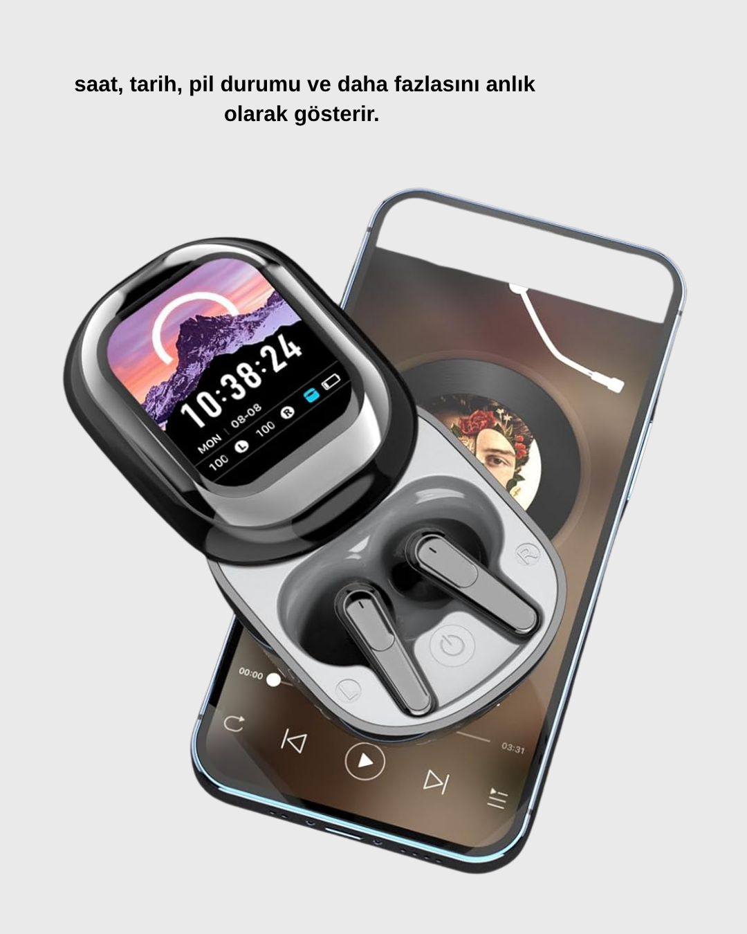 Bluetooth 5.4 Kulaklık – Gürültü Engelleme ve Akıllı Ekranlı Şarj Kutusu - Görsel 5