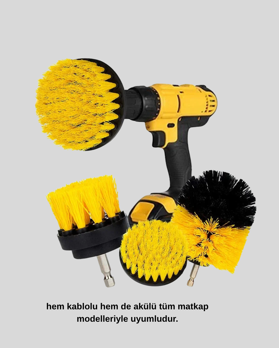3’lü Matkap Temizlik Fırçası Seti – Banyo Mutfak ve Araç Jantı İçin Etkili - Görsel 4