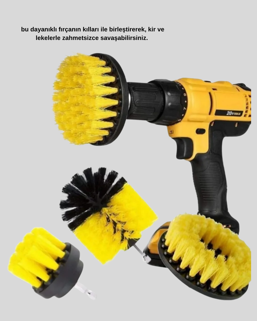 3’lü Matkap Ucu Fırça Seti – Derinlemesine Temizlik Tüm Yüzeylerle Uyumlu - Görsel 3