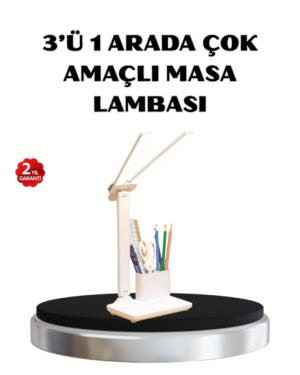 Kalemlik ve Telefon Standlı Masa Lambası – Kısılabilir LED Işık Göz Dostu Tasarım
