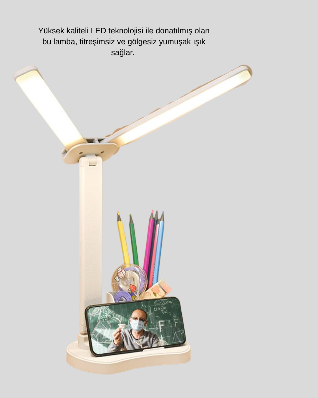 LED Işıklı Masa Lambası – Göz Yormayan Kısılabilir ve Esnek Başlıklı - Görsel 4