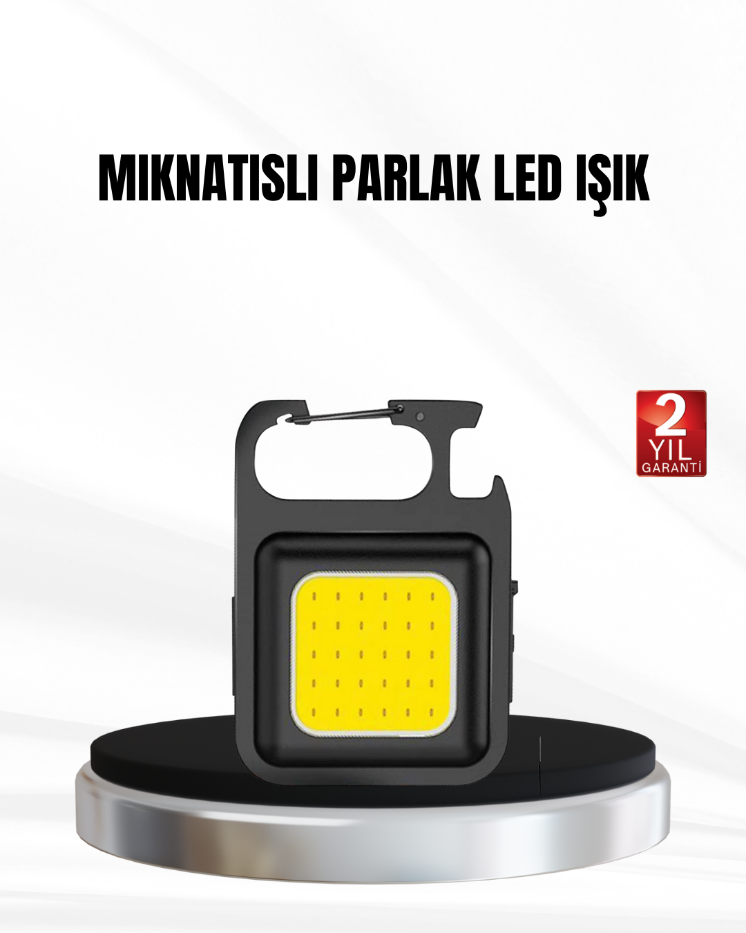 Şarjlı COB LED Anahtarlık Fener – 4 Modlu Manyetik ve Katlanabilir Standlı