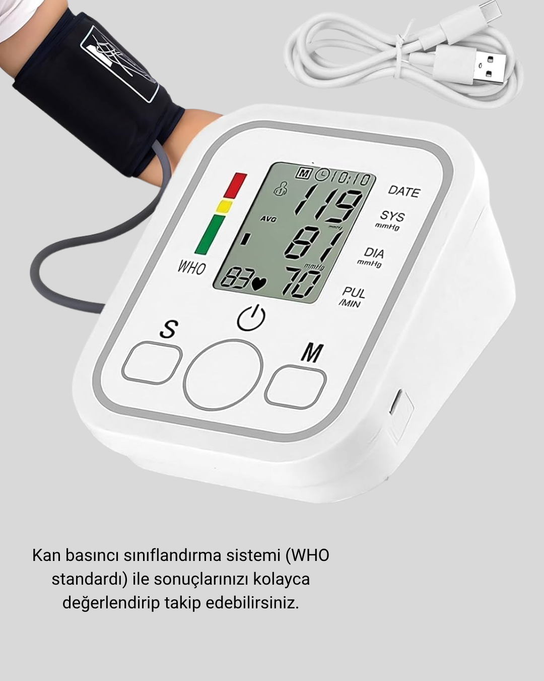 Üst Koldan Ölçüm Dijital Tansiyon Aleti – IHB Aritmi Uyarılı ve Çift Hafızalı (Kopya) - Görsel 3