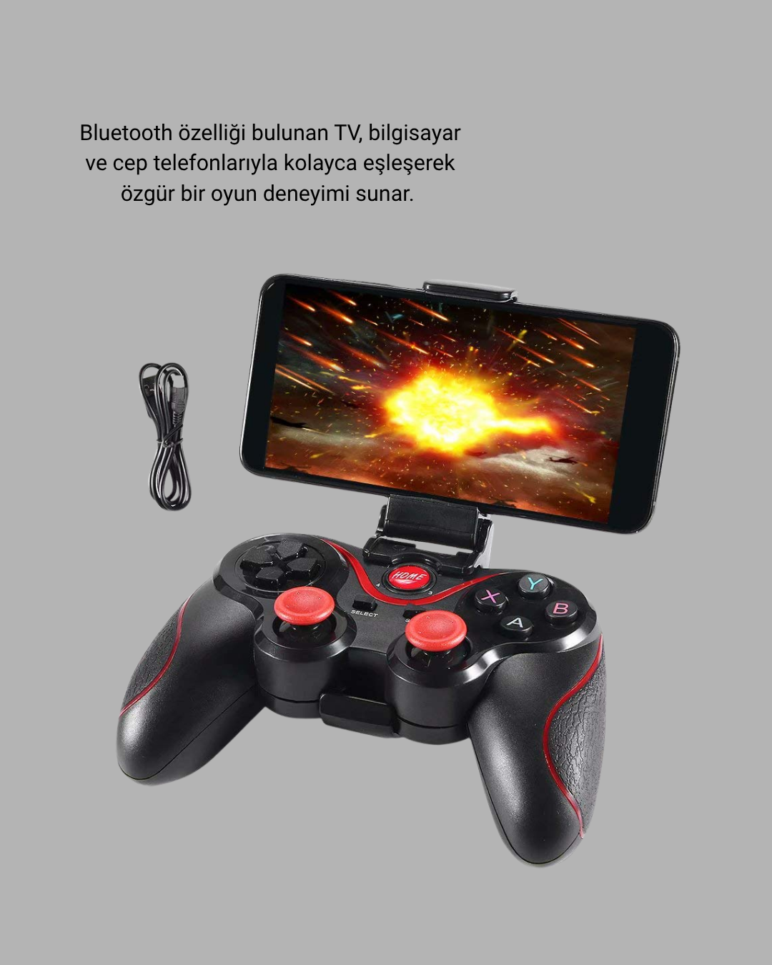 Kablosuz Bluetooth Oyun Kolu Mobil TV PC Uyumlu Ergonomik Tasarım - Görsel 2