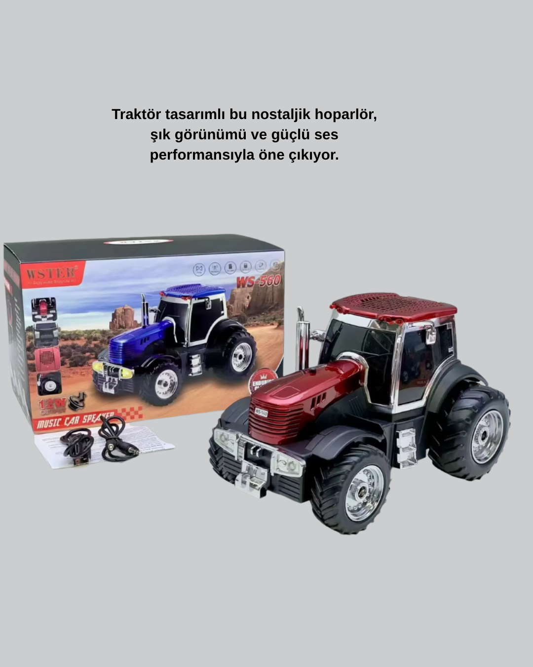 Traktör Tasarımlı Bluetooth Hoparlör 12W TWS Destekli Nostaljik Model - Görsel 5