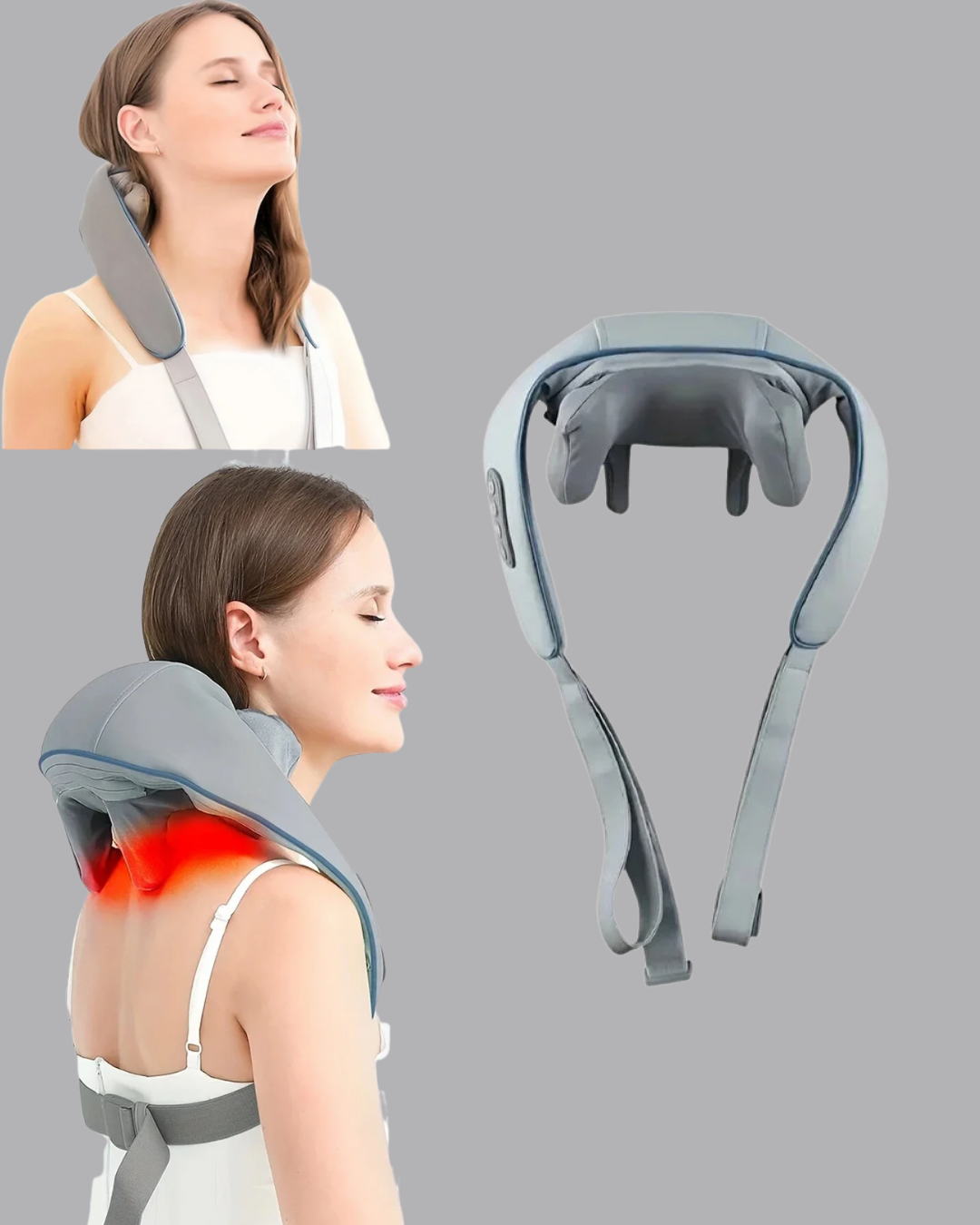Isı Terapili Boyun ve Omuz Masaj Cihazı Sessiz Motorlu Çok Bölgeli Kullanım - Görsel 5
