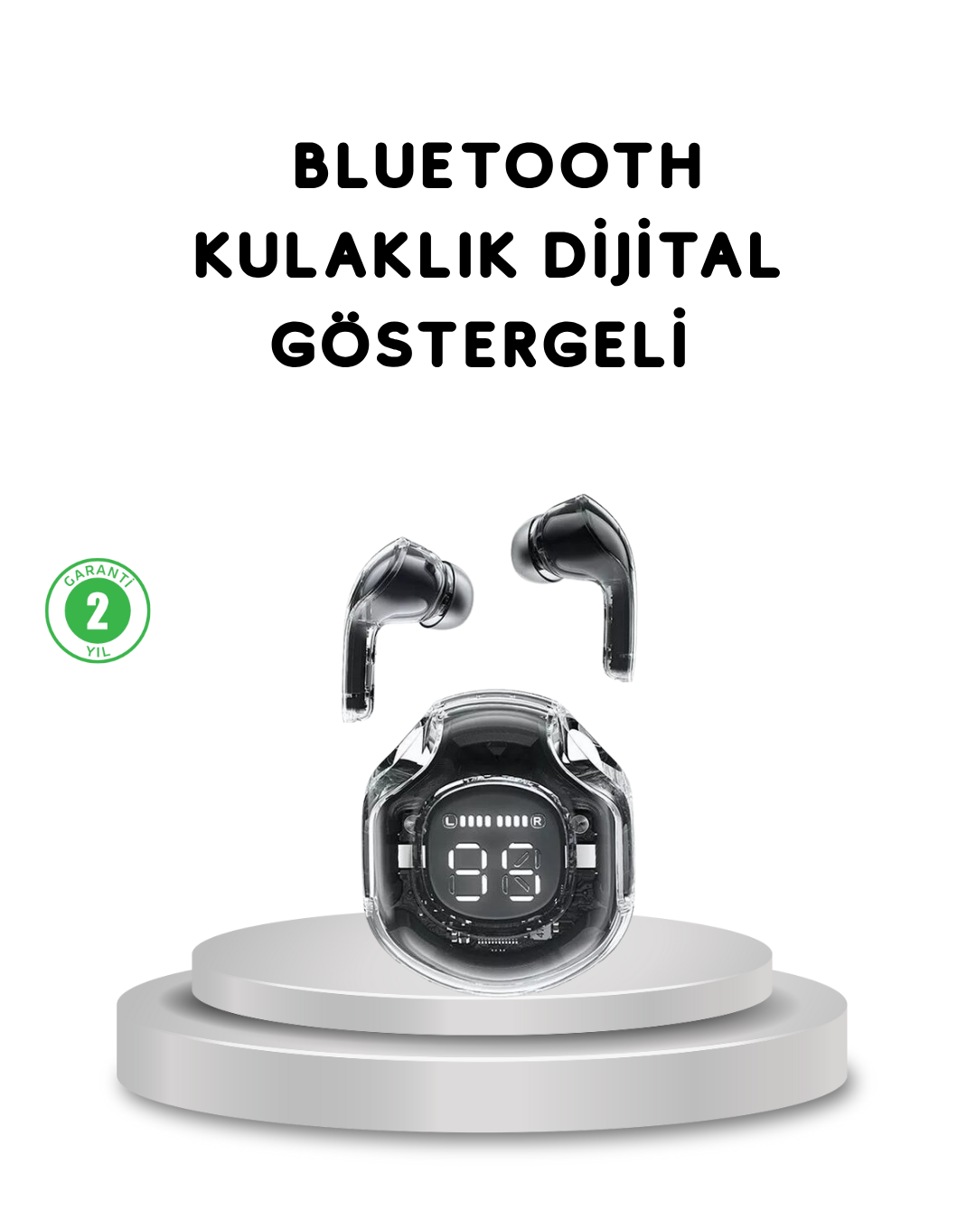 Bluetooth 5.3 Kablosuz Kulaklık HiFi Stereo ve Ekstra Bass Dijital Ekranlı