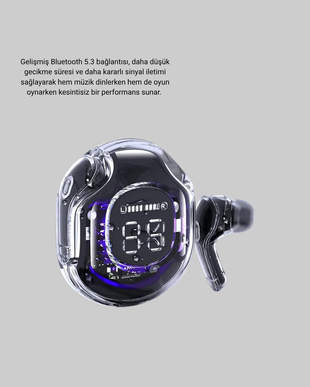 Bluetooth 5.3 Kablosuz Kulaklık HiFi Stereo ve Ekstra Bass Dijital Ekranlı - Görsel 4
