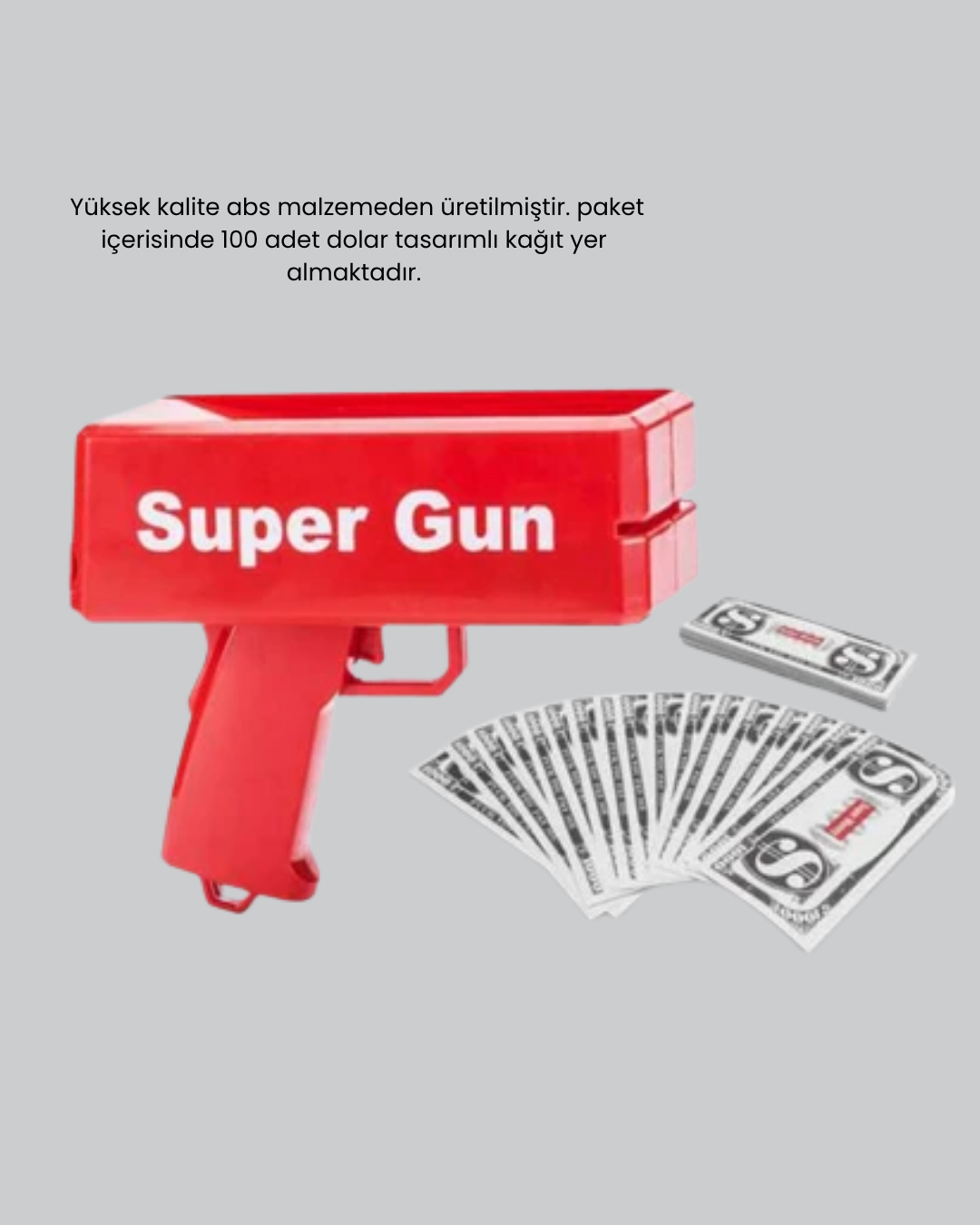 Super Money Gun Para Saçma Tabancası Yüksek Atış Güçlü Kırmızı Model - Görsel 4