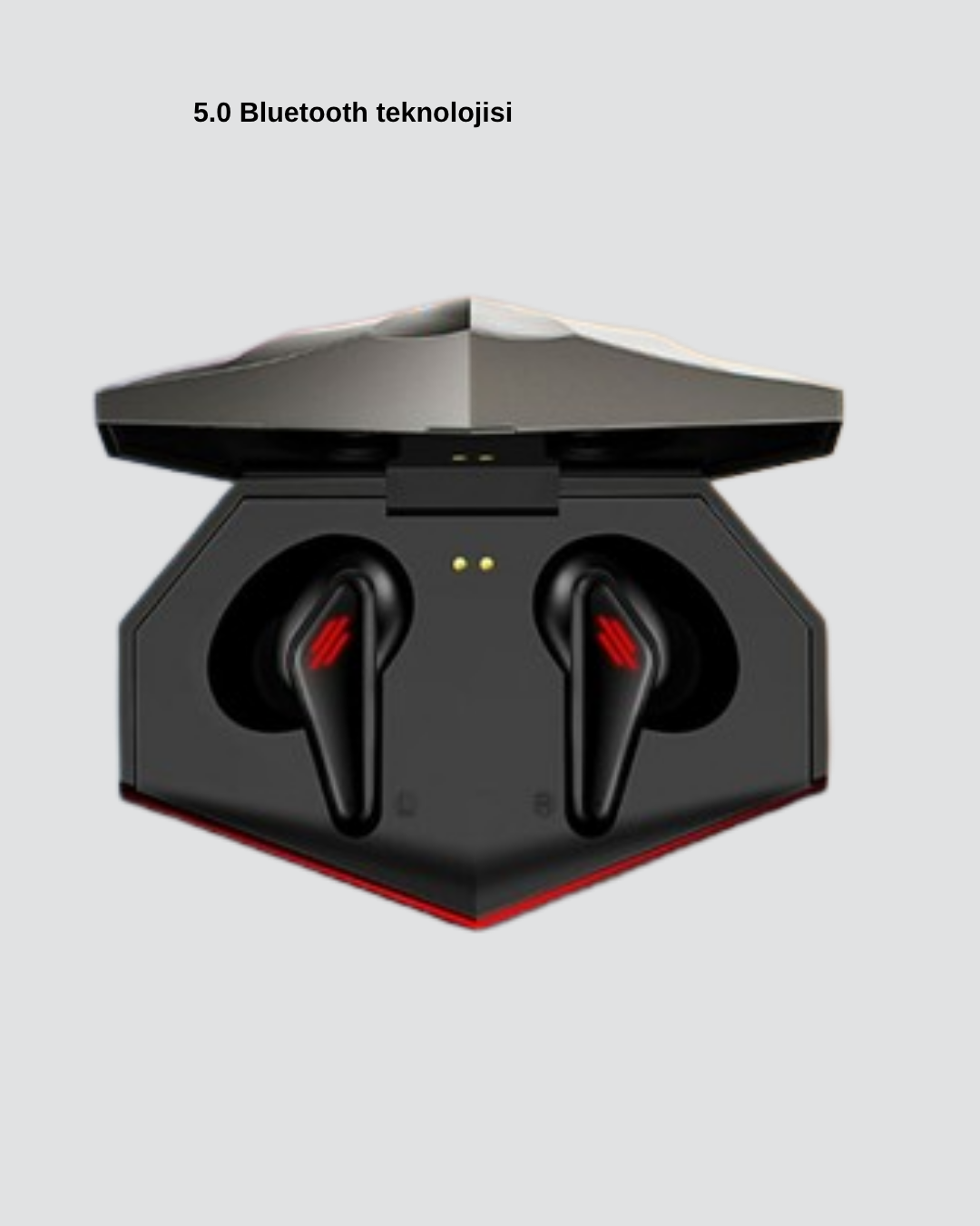 Bluetooth 5.0 Kablosuz Kulaklık LED Işıklı Silikonlu Tasarımlı - Görsel 3