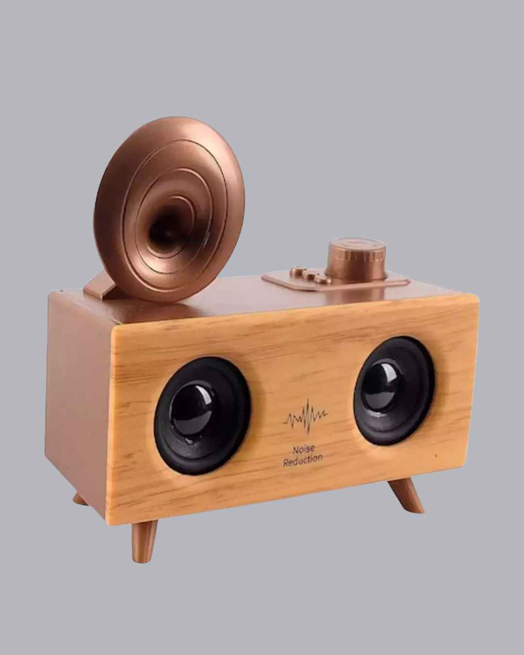 Retro Gramafon Bluetooth Hoparlör Çift Stereo Sesli FM Radyo Destekli - Görsel 5