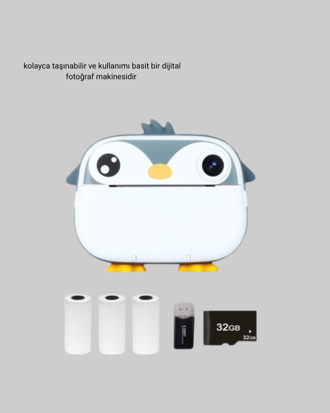 Termal Baskı Çocuk Kamerası HD Çekim USB Şarjlı Eğitici Oyuncak - Görsel 4