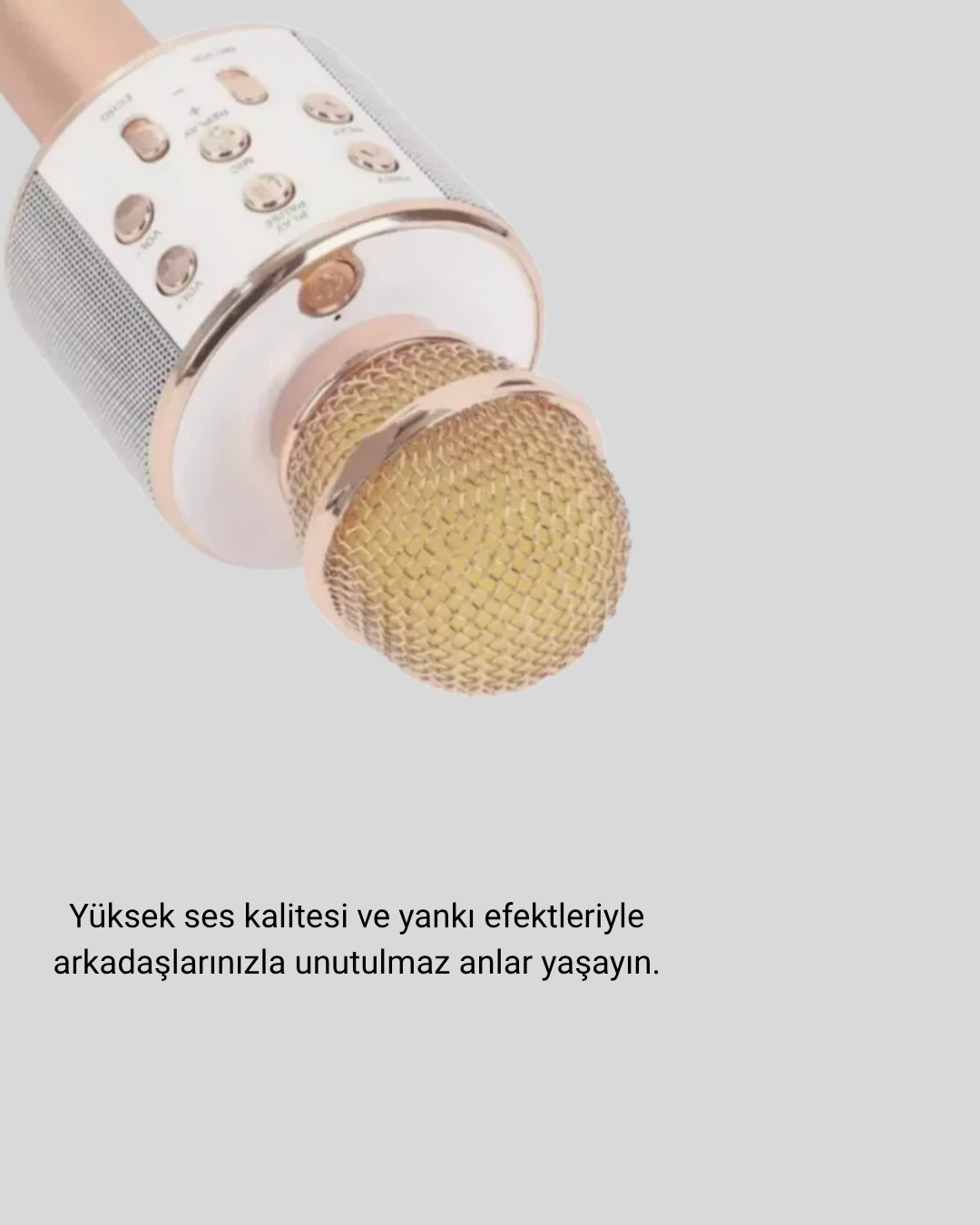 Karaoke Mikrofonu Bluetooth USB AUX Girişli Yankı Efektli - Görsel 2