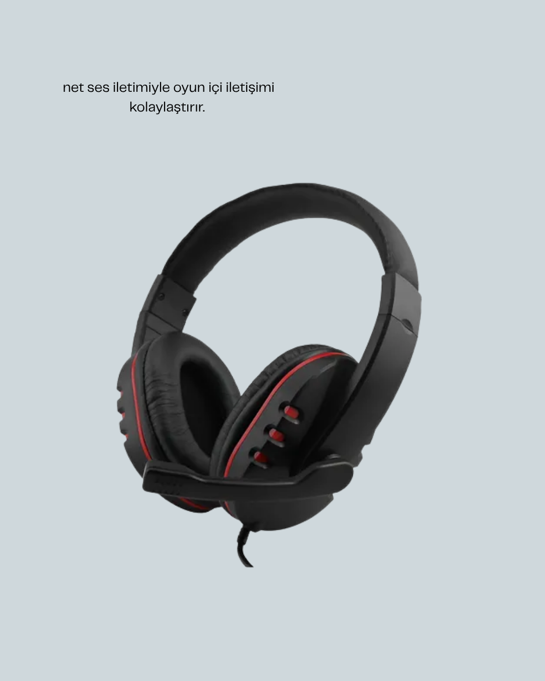Kırmızı Oyuncu Kulaklığı Bilgisayar Uyumlu Stereo Yüksek Ses Kaliteli - Görsel 2