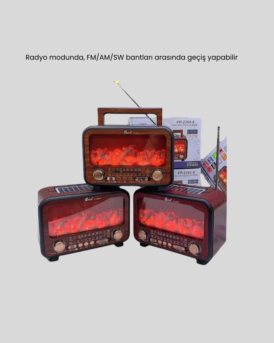 Alev Işığı Efektli Solar Bluetooth Hoparlör Radyo Destekli Taşınabilir Model - Görsel 5