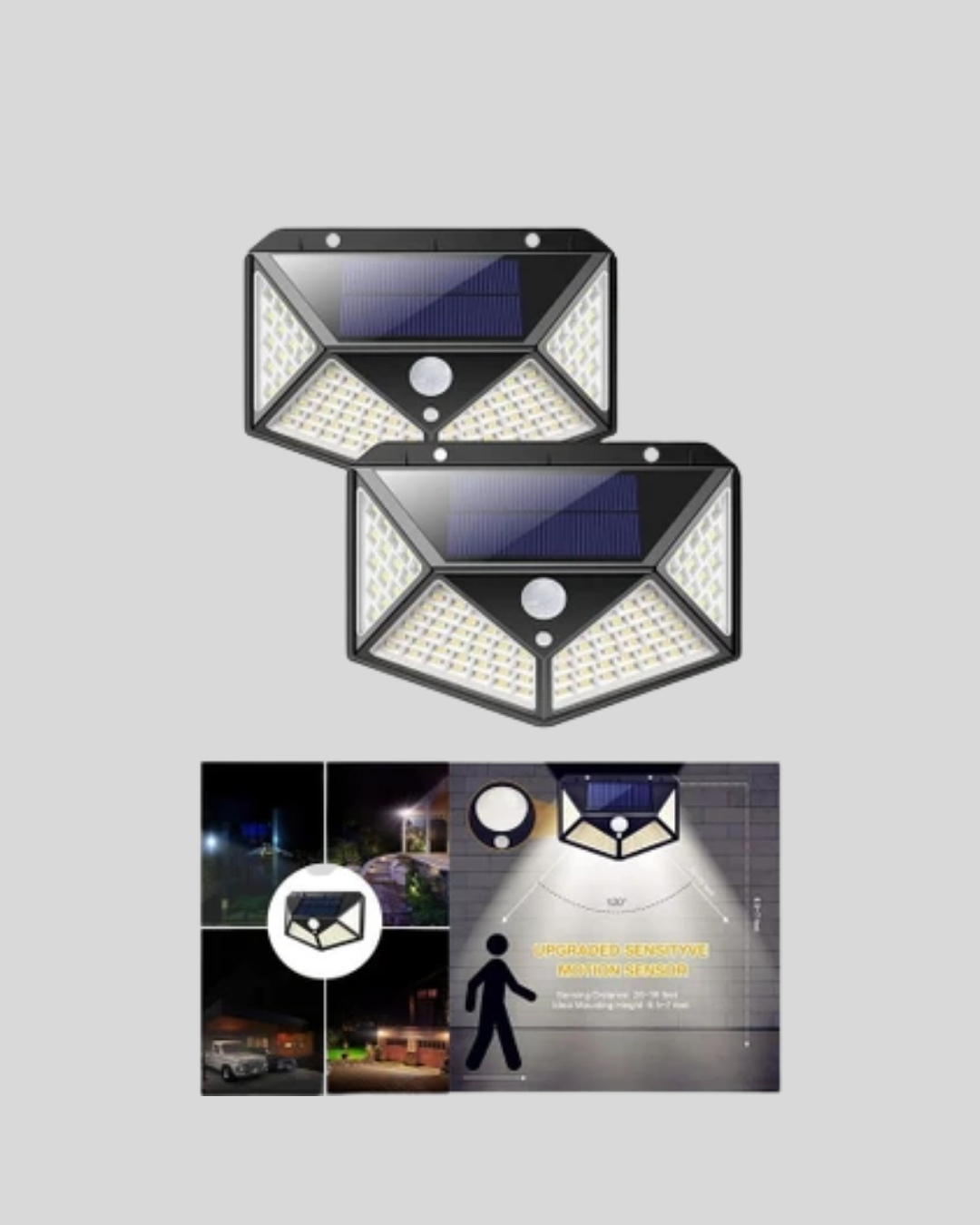 Güneş Enerjili Aydınlatma 100 LED Sensörlü Solar Dış Mekan Lamba - Görsel 3