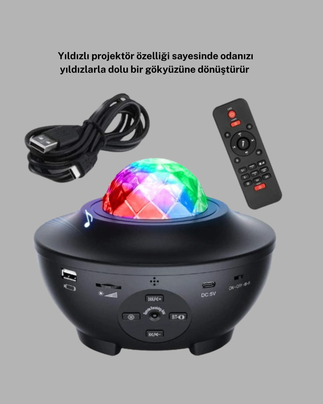 Galaxy Yıldız Projektör Çok Renkli Ayarlı Parlaklık Uzay Atmosfer Işığı - Görsel 4