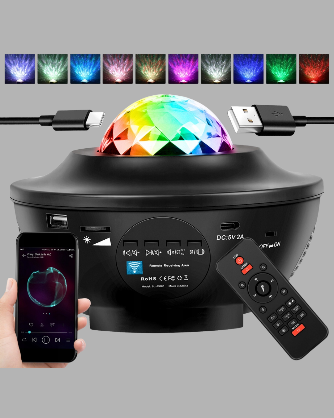 Galaxy Yıldız Projektör Çok Renkli Ayarlı Parlaklık Uzay Atmosfer Işığı - Görsel 5