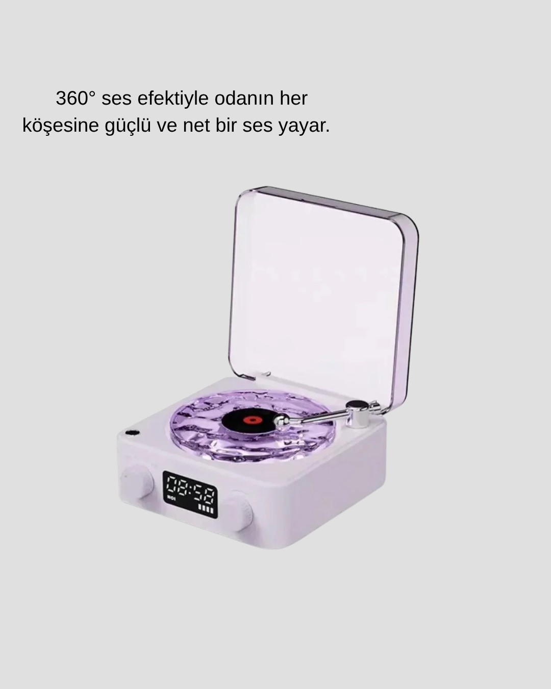 Projektör Işıklı Retro Hoparlör Bluetooth AUX USB Hafıza Kartlı 360° Sesli Şarjlı - Görsel 2