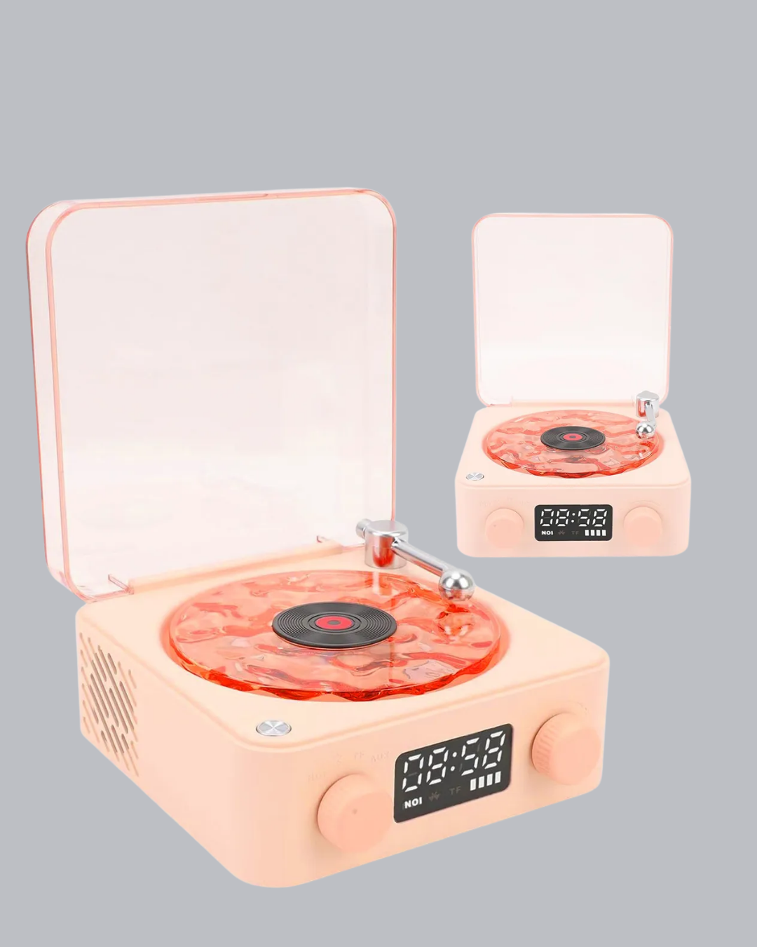 3-ü-1 Gece Işığı Bluetooth Hoparlör ve Dijital Saat Vintage Plak Çalar Tasarımlı - Görsel 5