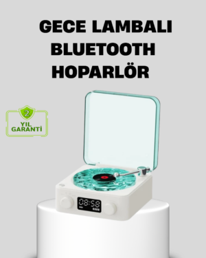 Gece Lambası Stereo Bluetooth Hoparlör Dijital Saatli Vintage Tasarım Çok Fonksiyonlu