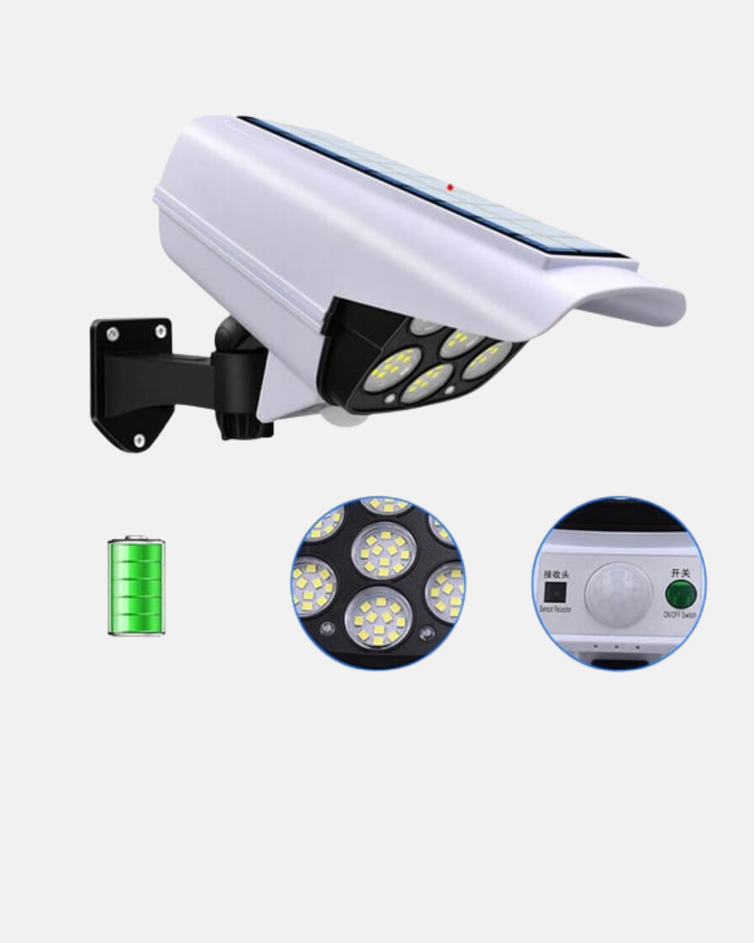 Güneş Paneliyle Şarj Olan Hareket Sensörlü Dış Mekan Güvenlik Lambası Ayarlanabilir - Görsel 5