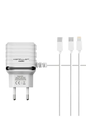 C33 Hızlı Şarj Cihazı 3in1 (Dahili Micro USB Kablolu)-(5796)