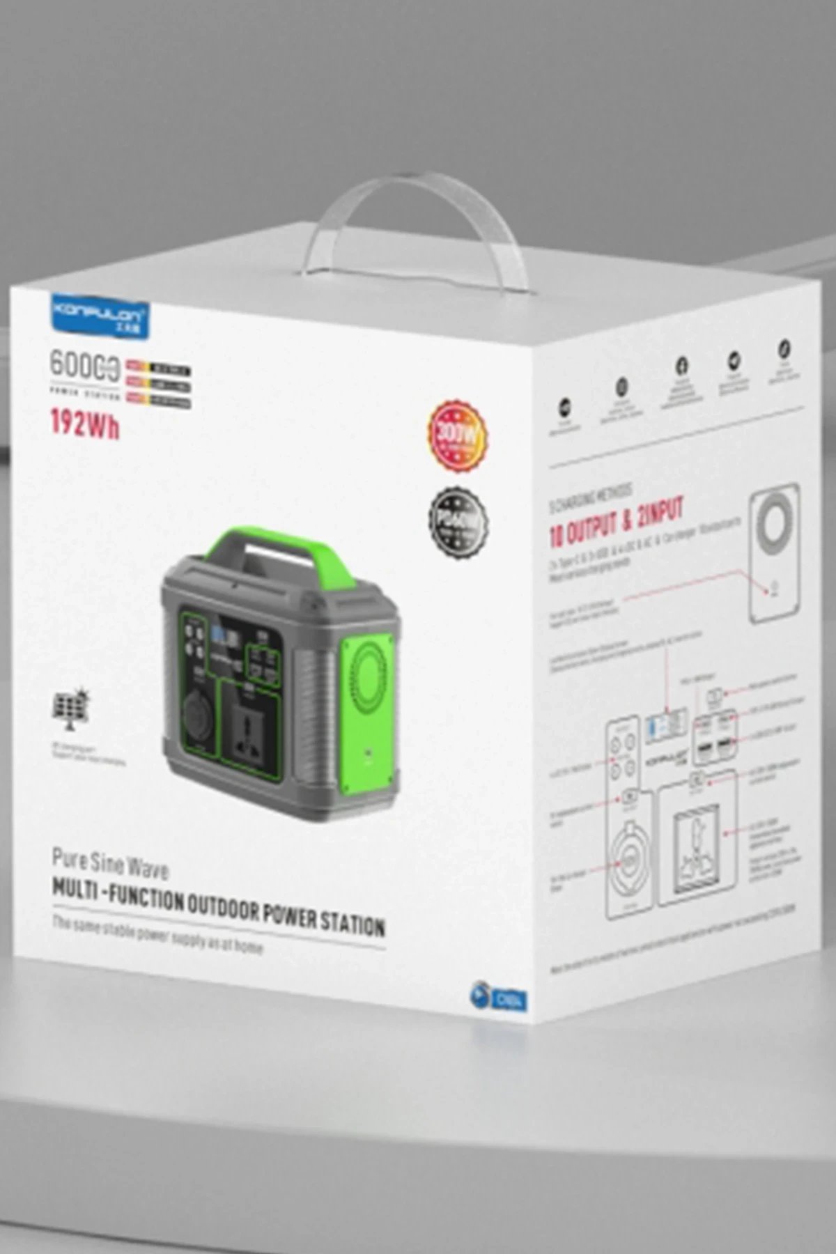 CN04 Powerbank 300W 60.000 mAh 5W Led Işıklı Kamp Şarj PD 60W - Gri-(5796) - Görsel 5