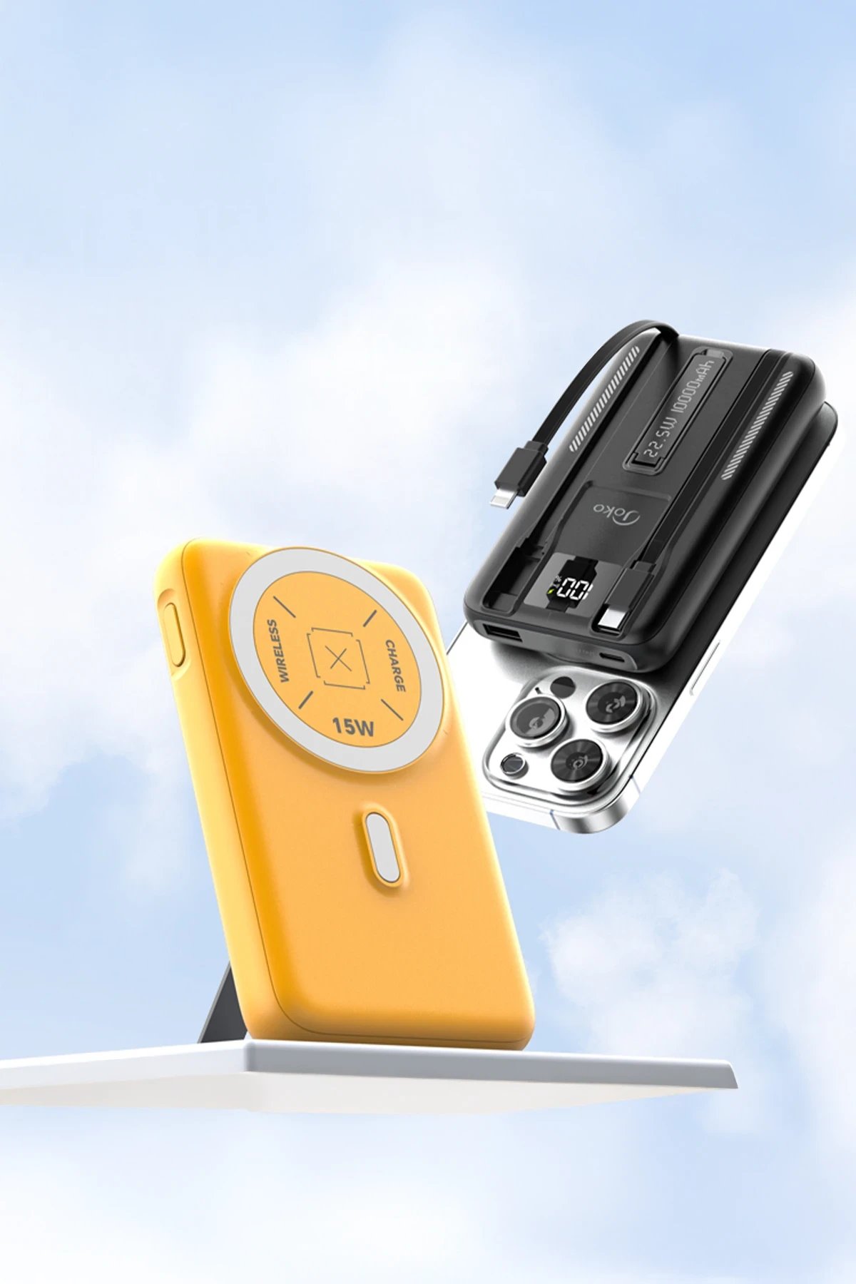 J39 10.000 mAh 20W PD Dahili Kablolu Magsafe Powerbank - Turuncu-(5796) - Görsel 2