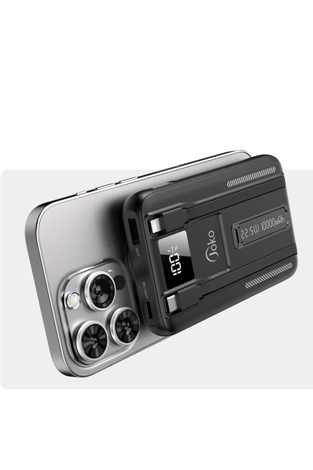 J39 10.000 mAh 20W PD Dahili Kablolu Magsafe Powerbank - Turuncu-(5796) - Görsel 3