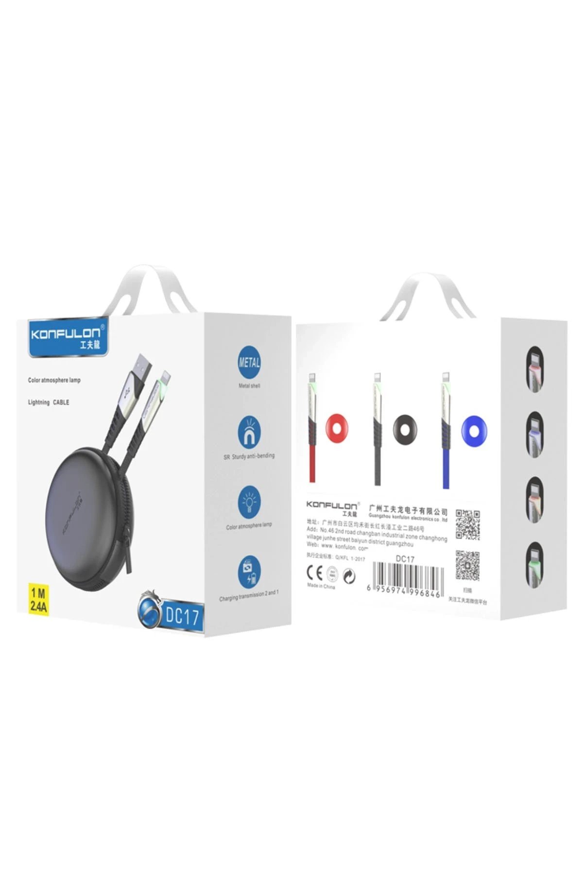 DC17 Lightning Kablo iphone Uyumlu 1M 2.4A - Kırmızı-(5796) - Görsel 3