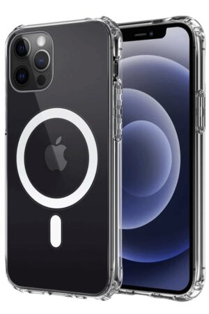 iPhone 12 Kılıf Magneticsafe Şeffaf Silikon - Şeffaf-(5796)