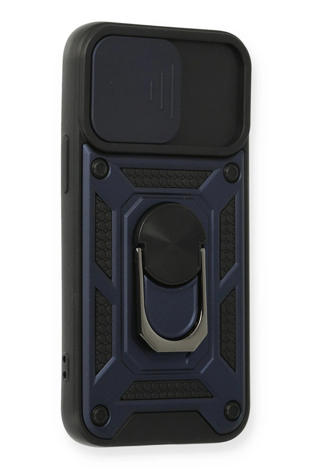 iPhone 12 Kılıf Pars Lens Yüzüklü Silikon - Lacivert-(5796) - Görsel 2