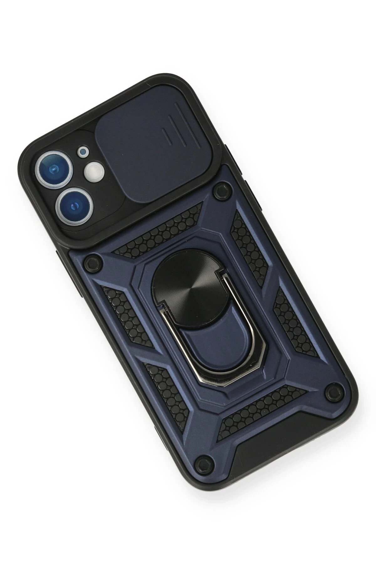 iPhone 12 Kılıf Pars Lens Yüzüklü Silikon - Lacivert-(5796) - Görsel 3