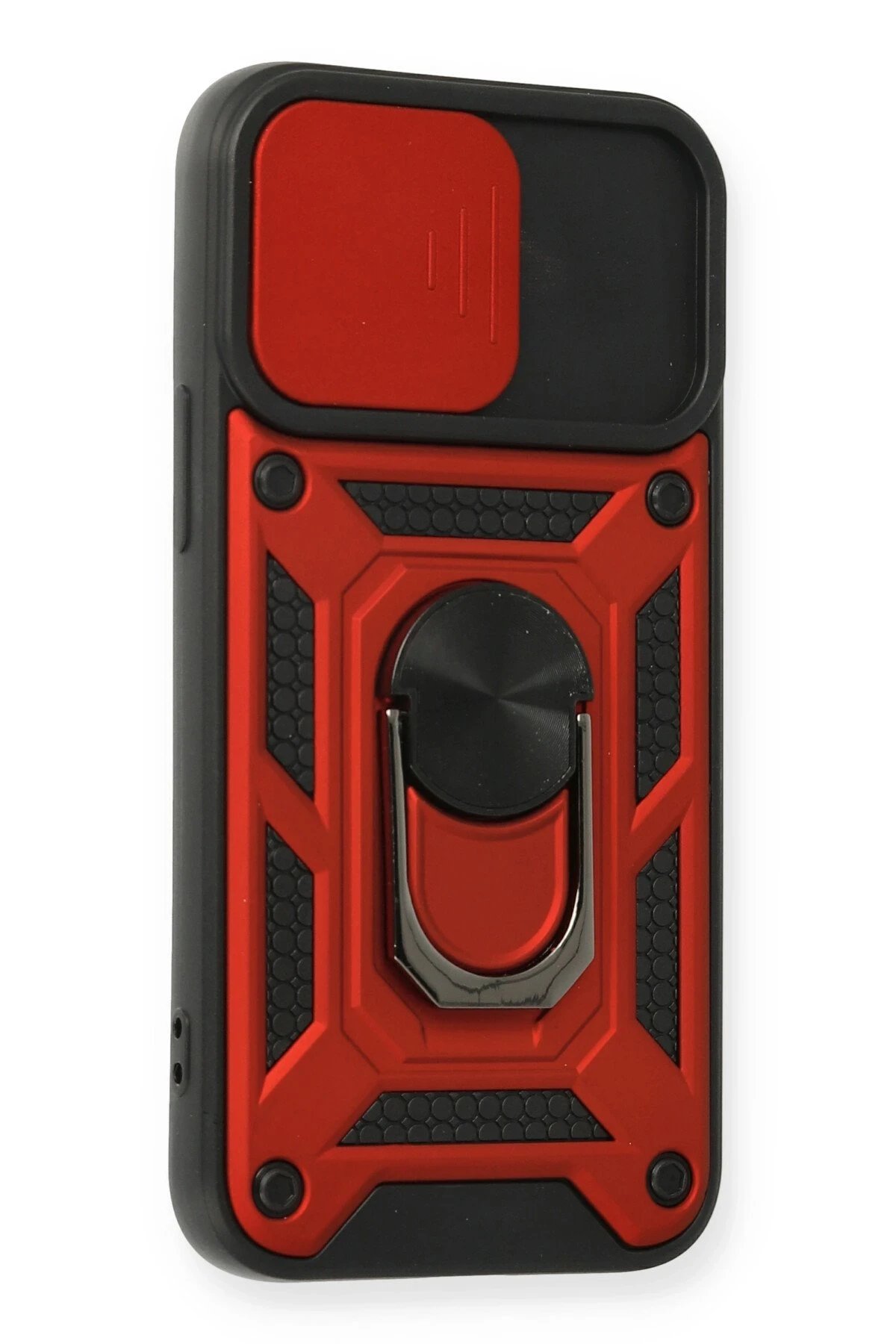 iPhone 12 Mini Kılıf Pars Lens Yüzüklü Silikon - Kırmızı-(5796) - Görsel 2