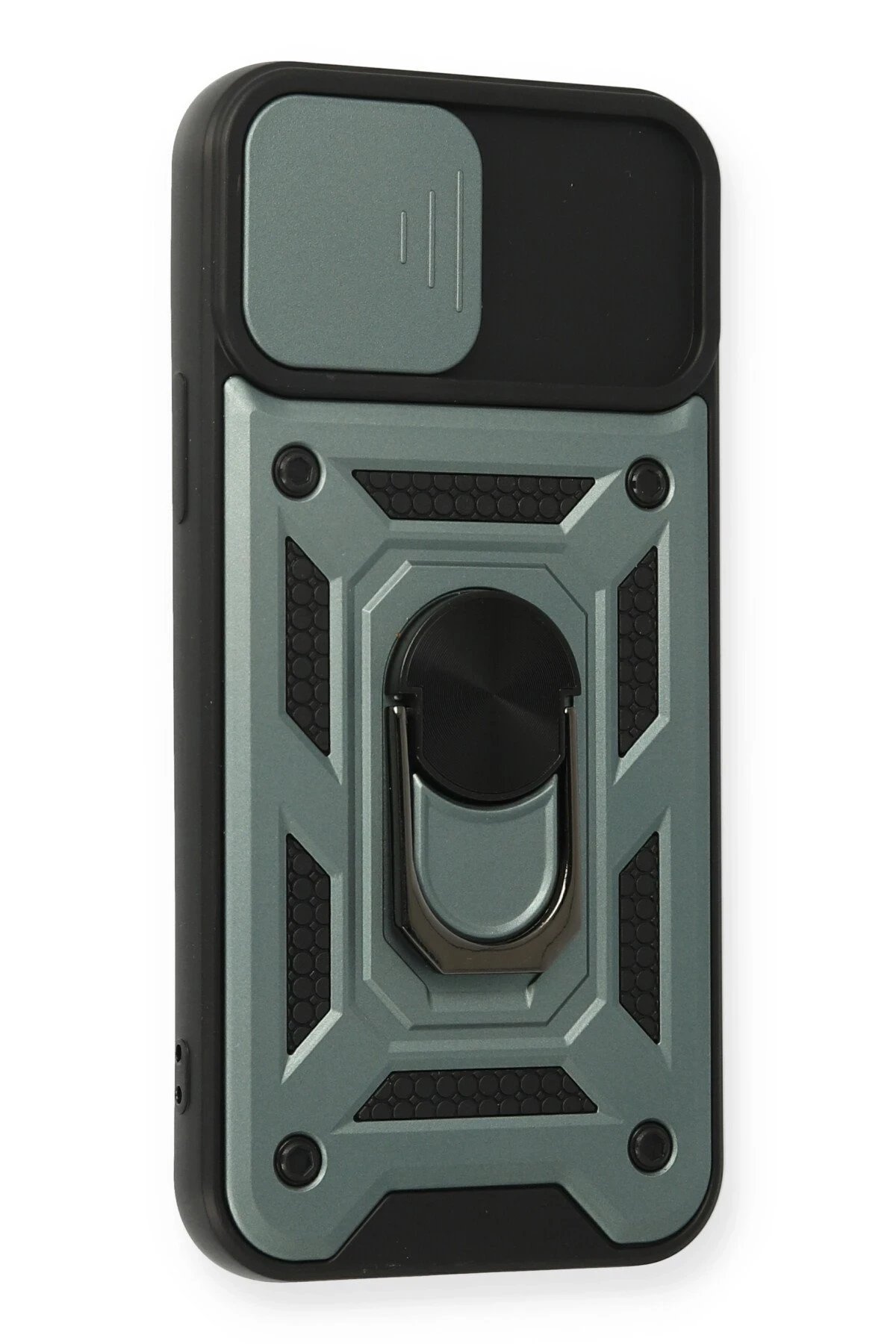 iPhone 12 Pro Kılıf Pars Lens Yüzüklü Silikon - Yeşil-(5796) - Görsel 2