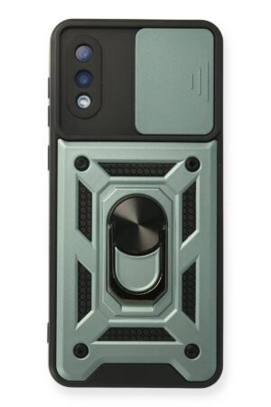 Samsung Galaxy A02 Kılıf Pars Lens Yüzüklü Silikon - Yeşil-(5796)