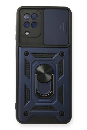 Samsung Galaxy A12 Kılıf Pars Lens Yüzüklü Silikon - Lacivert-(5796)