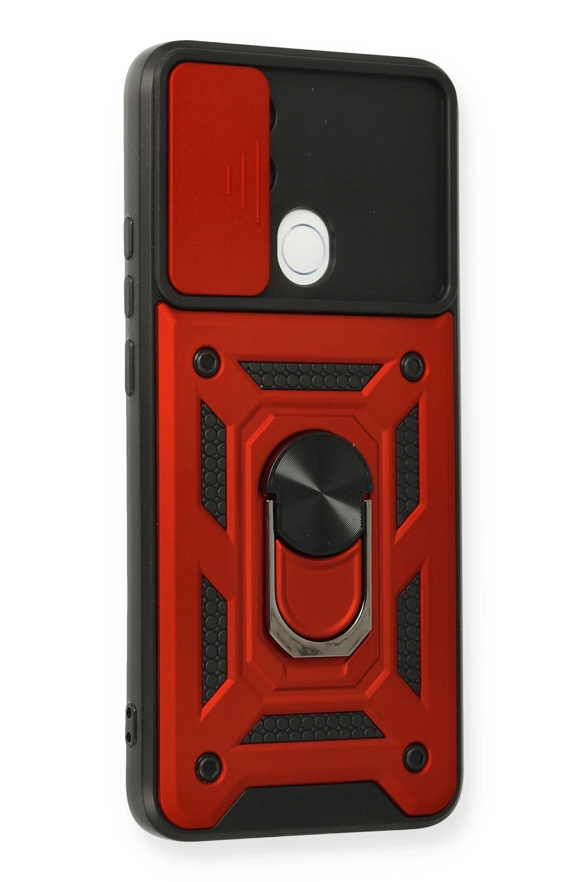 Oppo A15 Kılıf Pars Lens Yüzüklü Silikon - Kırmızı-(5796) - Görsel 2