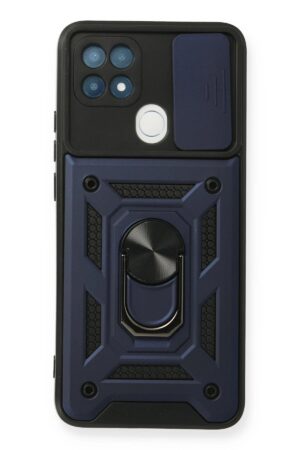 Oppo A15 Kılıf Pars Lens Yüzüklü Silikon - Lacivert-(5796)