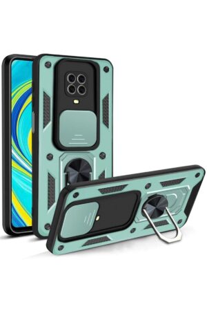 Xiaomi Redmi Note 9 Pro Kılıf Pars Lens Yüzüklü Silikon - Yeşil-(5796)