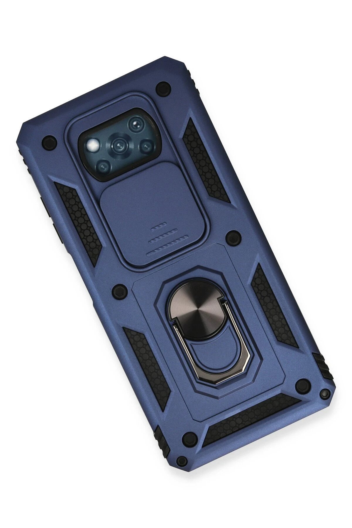 Xiaomi Pocophone X3 Kılıf Pars Lens Yüzüklü Silikon - Lacivert-(5796) - Görsel 3