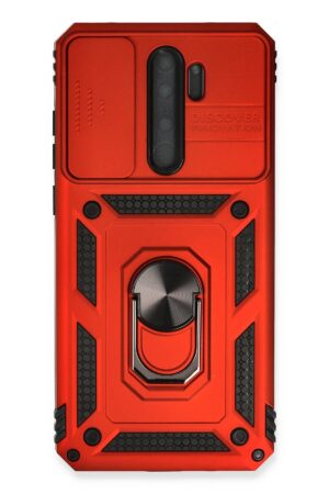Xiaomi Redmi Note 8 Pro Kılıf Pars Lens Yüzüklü Silikon - Kırmızı-(5796)
