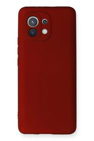 Xiaomi Mi 11 Kılıf First Silikon - Bordo-(5796)