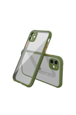 iPhone 12 Mini Kılıf Miami Şeffaf Silikon - Koyu Yeşil-(5796)