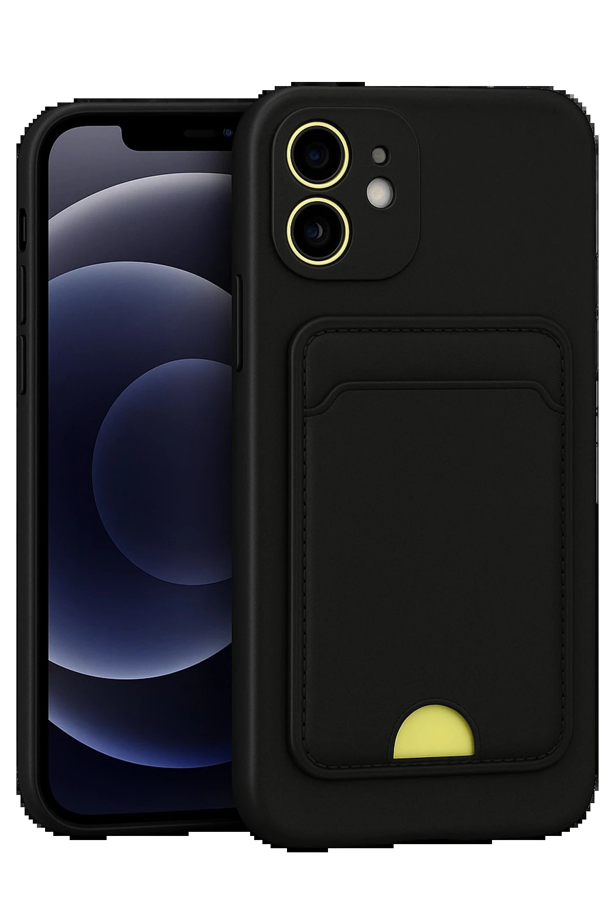 iPhone 11 Kılıf Kelvin Kartvizitli Silikon - Siyah-(5796)