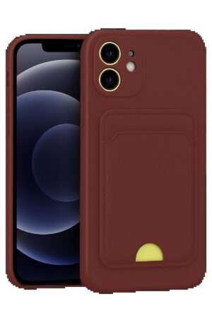 iPhone 11 Kılıf Kelvin Kartvizitli Silikon - Bordo-(5796)