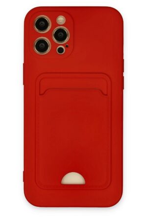 iPhone 12 Pro Max Kılıf Kelvin Kartvizitli Silikon - Kırmızı-(5796)