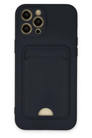 iPhone 12 Pro Max Kılıf Kelvin Kartvizitli Silikon - Lacivert-(5796)